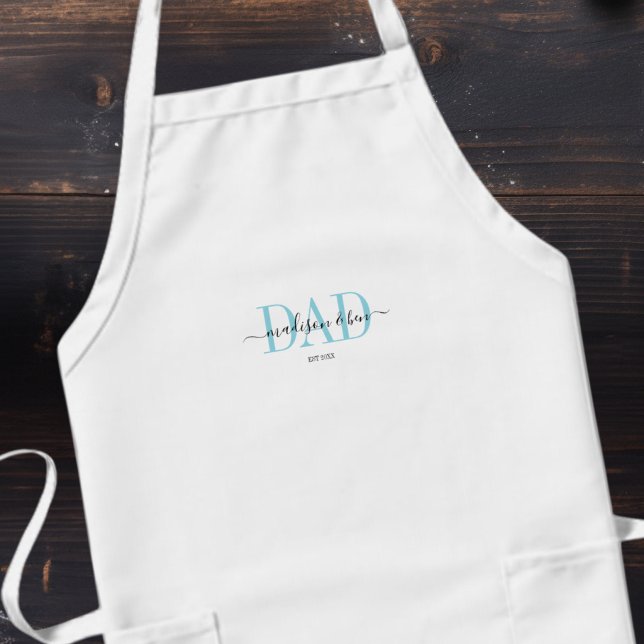 Delantal Largo ‘MAMÁ, EST.’ Personalizado, Orgulloso DAD S (‘MOM, EST.’ Personalized, Proud DAD´S Long Apron)