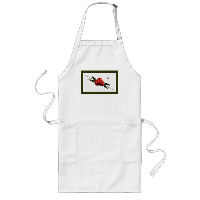 Delantal Largo Manzanas rojas acuarelas (Frente)