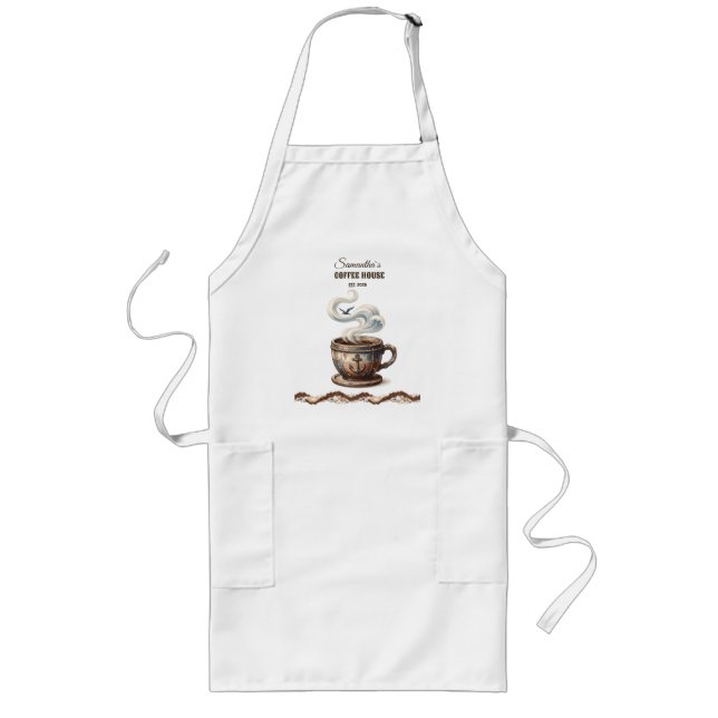 Delantal Largo Marca personalizada del Café Costero (Frente)