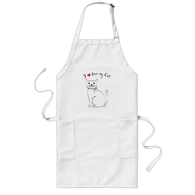 Delantal Largo Me encanta mi gato, lindo, Guay (Frente)