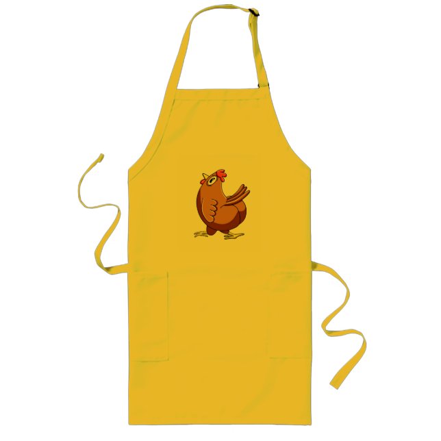 Delantal Largo Meme de Pollo Confundido (Frente)