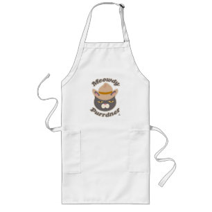 Delantal Largo Meowdy Purrdner Howdy Cowboy Gorra Cat Slogan