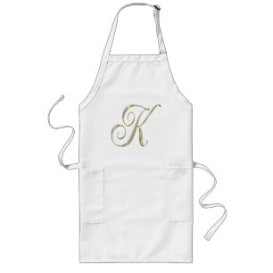 Delantal Largo Monograma dorado K Apron BBQ inicial