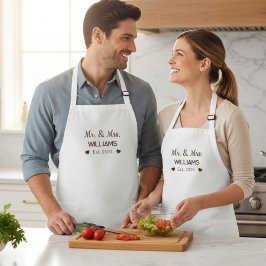 Delantal Largo Mr. & Mrs. Personalized Couple Apron