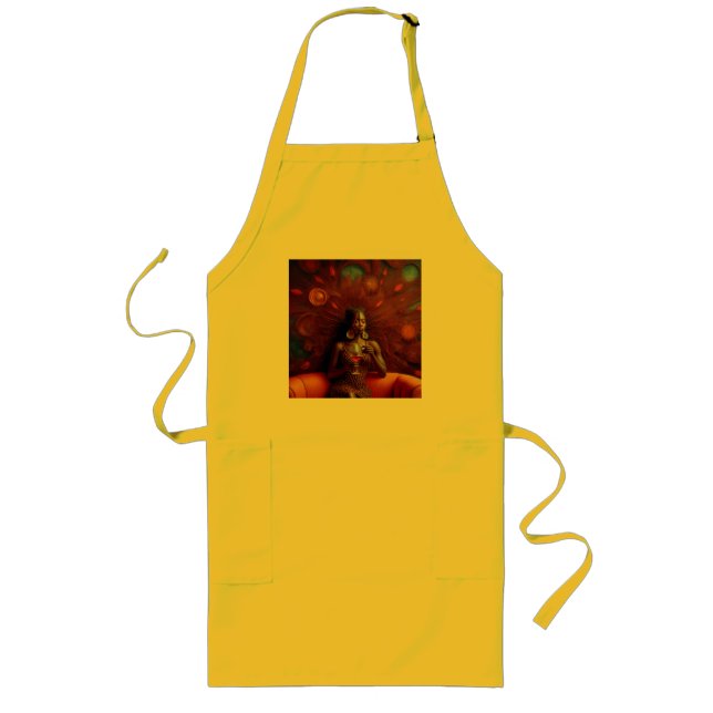 Delantal Largo Mujer Tomando Una Bebida En El Sofá (Frente)