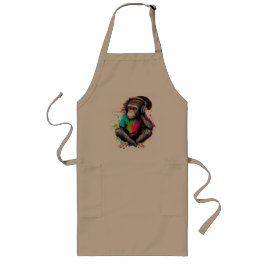 Delantal Largo Música de escucha de monos, música obsesionada con