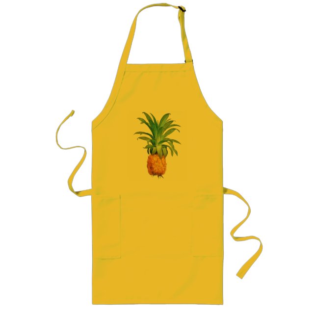 Delantal Largo Naranja amarillo piña verde (Frente)