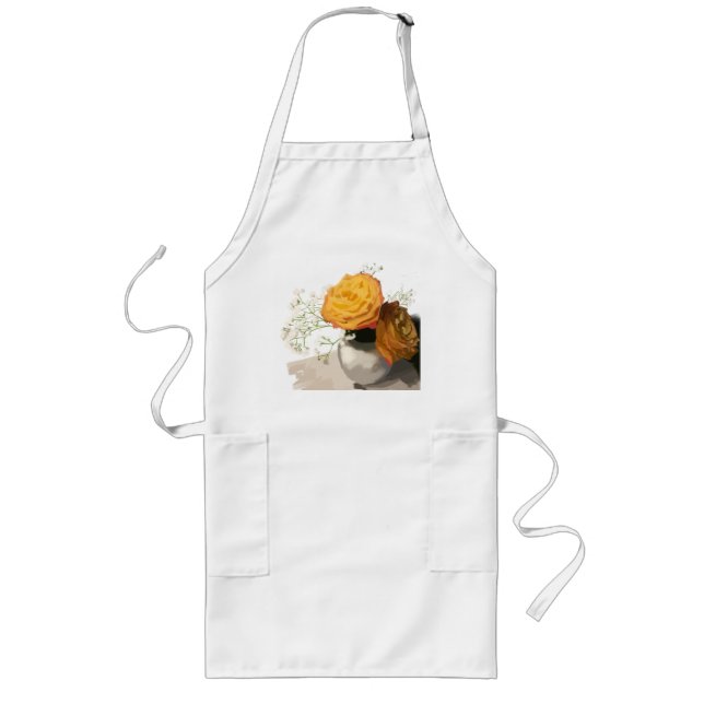 Delantal Largo Naranja Bloom Kitchen Apron (Frente)