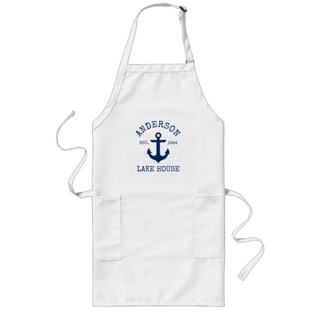 Delantal Largo Nautical Lake House Family Name Anchor (Frente)