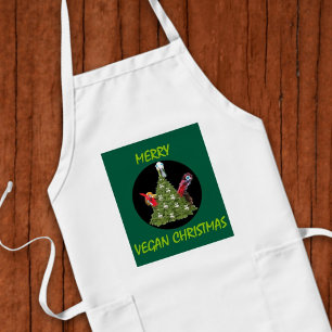Delantal Largo Navidad divertida y alegre para veganos y vegetari