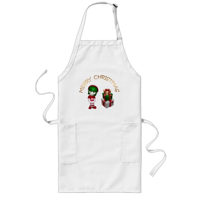 Delantal Largo Navidades de Cute Elf (Frente)