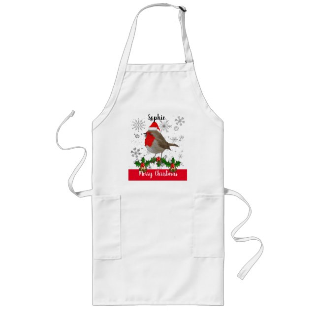 Delantal Largo Navidades festivos personalizados Robin Apron (Frente)