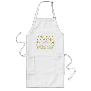 Delantal Largo Nombre personalizado Gold Star Baker Apron