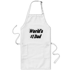 Delantal Largo Número 1 Día del Padre Texto negro Largo Apron