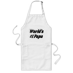 Delantal Largo Número 1 Papa con texto negro Long Apron