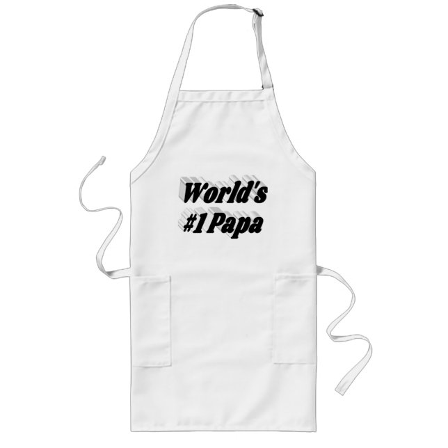 Delantal Largo Número 1 Papa con texto negro Long Apron (Frente)