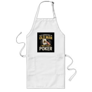 Delantal Largo Nunca Subestimes la Carta de Poker del Hombre Mayo