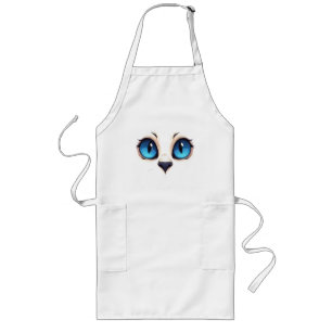 Delantal Largo Ojos de gatito lindo cerca ilustración de cara de 