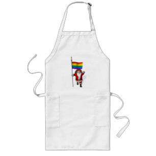 Delantal Largo Orgulloso Santa Claus con bandera arcoiris