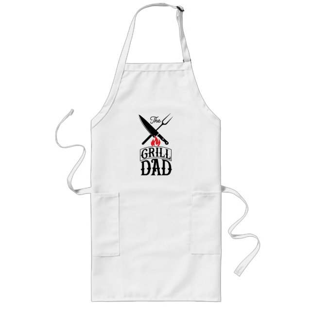 Delantal Largo Papá a la parrilla (personalizable) (Frente)