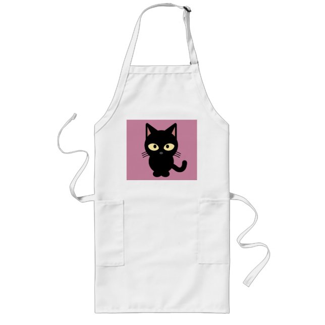 Delantal Largo Parejas de cocina de gato negro (Frente)