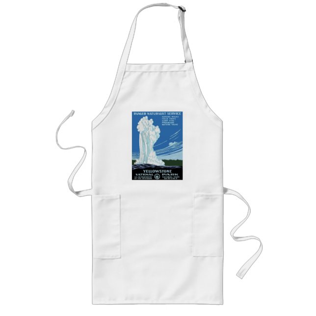 Delantal Largo Parque de piedra amarillo - géiser fiel viejo (Frente)