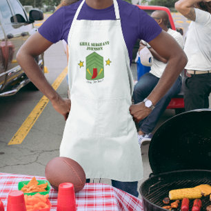 Delantal Largo Parrillero Sargento Personalizado Parrillero Apron