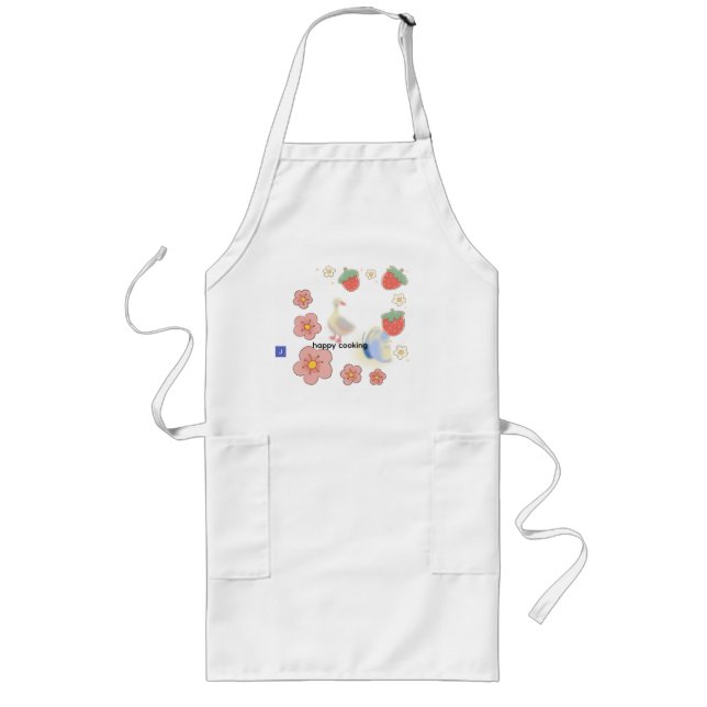 Delantal Largo pato pequeño con fresa un retrato de suavidad (Frente)