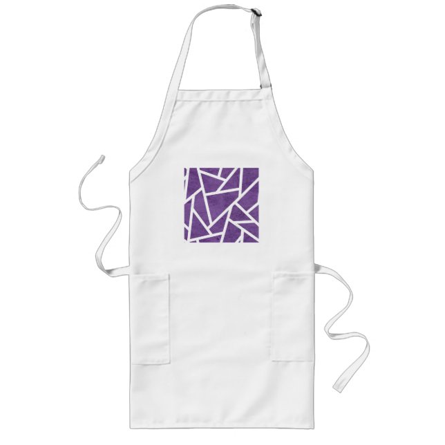 Delantal Largo Patrón de mosaico morado y blanco (Frente)