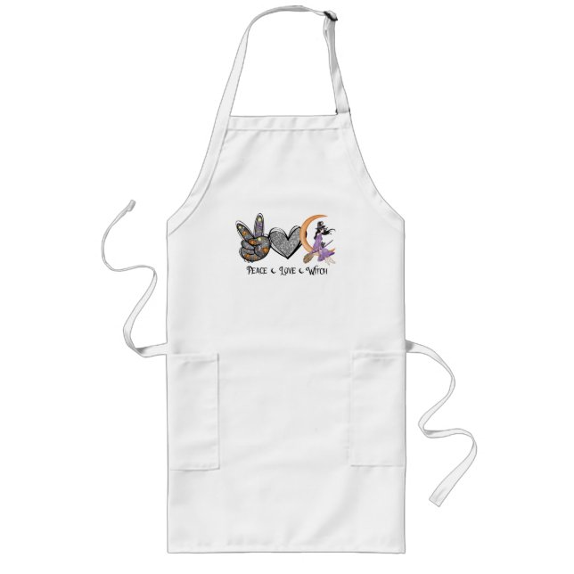 Delantal Largo Paz, amor, bruja (Frente)