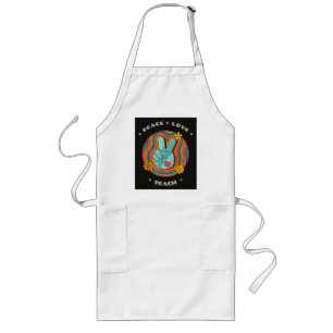 Delantal Largo Paz Amor Enseña Vintage Retro 70s Hippie