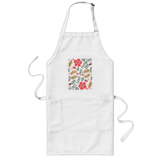 Delantal Largo Paz Amor y Flores Retro Boho Floral (Frente)
