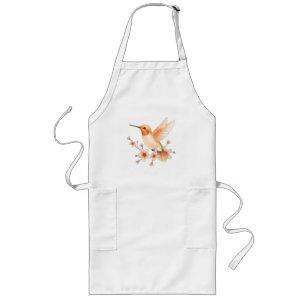Delantal Largo Peach Hummingbird con motivos de flores
