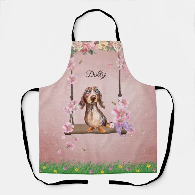 Delantal Largo Pelo Dapple Dachshund Apron (Anverso)