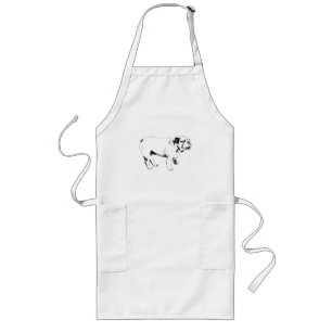 Delantal Largo perro de raza bulldog cocinero tranquilo delineado