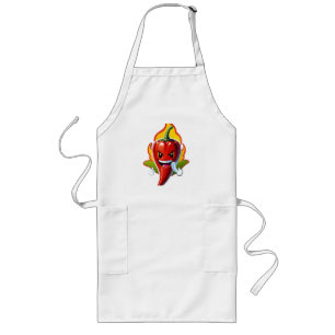 Delantal Largo Personaje de pimiento de fuego de dibujos animados