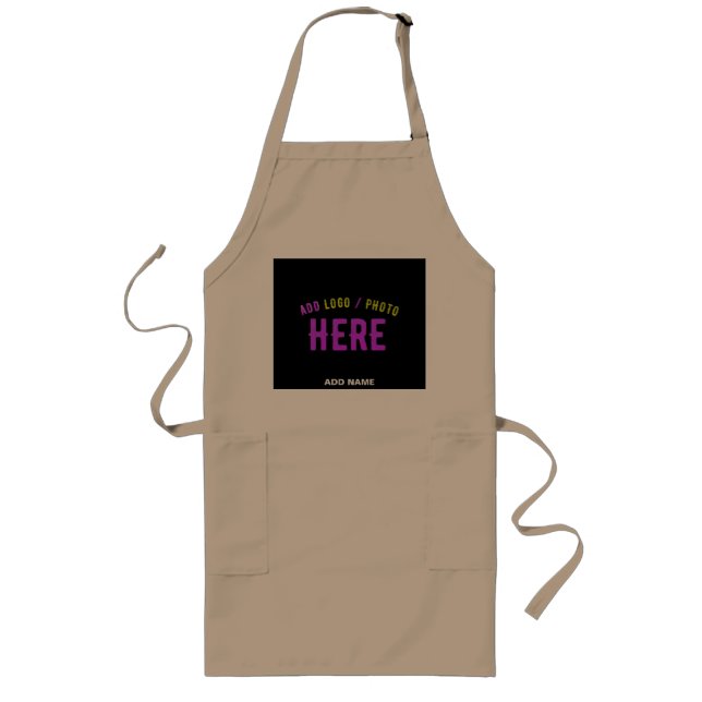 DELANTAL LARGO PERSONALIZABLE MODERNO ELEGANTE KHAKI VERIFICADO C (Frente)