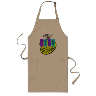 Delantal Largo Personalizable Retro Abierto Toda La Noche De Apro