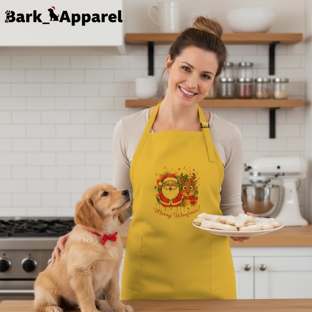 Delantal Largo Personalizable Santa & Reno de Navidad  (Subido por el creador)