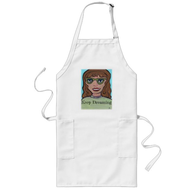 Delantal Largo Personalizado Chica Personalizado Preppy Arte Únic (Frente)