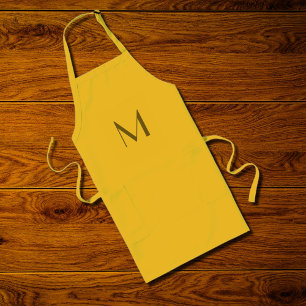 Delantal Largo personalizado en negrita monograma - amarillo