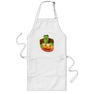 Delantal Largo Personalizado Frankenstein con Calabaza