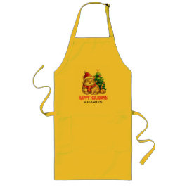 Delantal Largo Personalize Santa Paws Says Happy Holidays