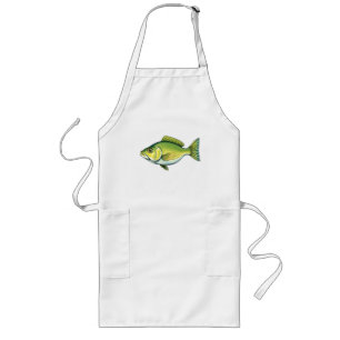 Delantal Largo Pescado verde vivo con patrones de ola