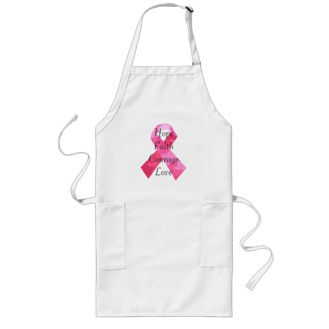 Delantal Largo Pink Camouflage Ribbon Faith Apron (Frente)
