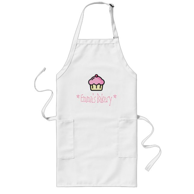 Delantal Largo Pink Cupcake - Personalized Bakery Apron (Frente)