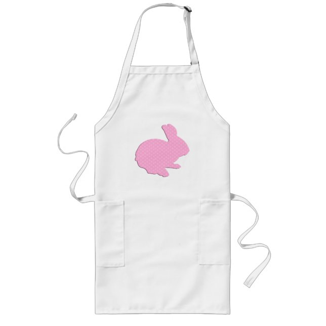 Delantal Largo Pink Polka Dot Silhouette Easter Bunny Apron (Frente)
