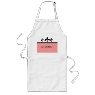 Delantal Largo Pink Swanky Fleur De Lis Apron