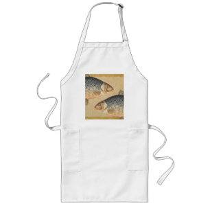 Delantal Largo pintura de pesca de carpa dibujo de agua dulce 