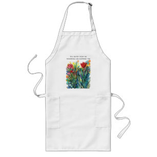 Delantal Largo Pintura floral en acuarela con cita